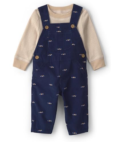 Amazon.com: Carter's Boy 2-Piece Overall Set, Blue Cream Car, NB